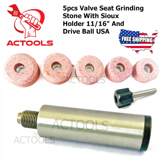 New Valve Seat Grinding Stone 5 Pcs With Sioux Holder 11/16" And Drive Ball USA