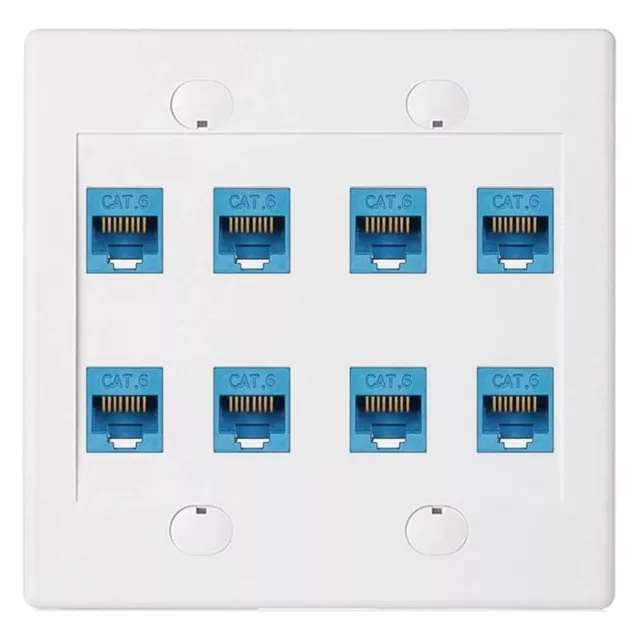 Ethernet Wall Plate 8 Port -  Gang Cat6 RJ45  Jack  Cable Faceplate Female3230