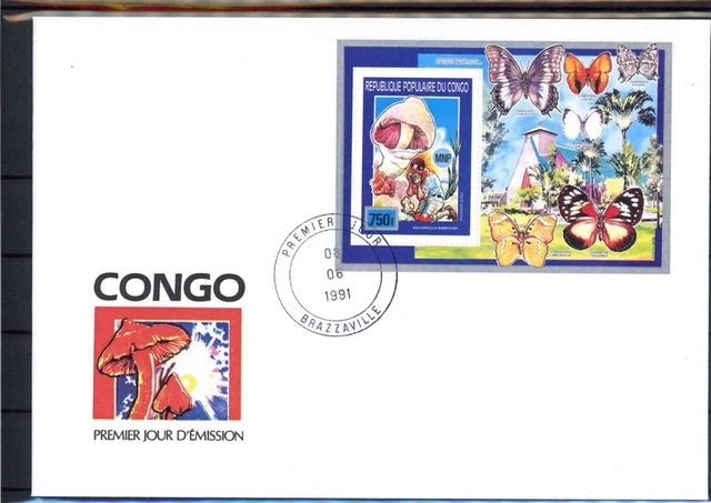 Kongo Brazzaville 1243,46, Block 55 Pilze Ersttagesbrief/FDC #JR601