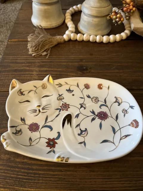 Vintage Hand Painted Kitty Cat Serving Plate Henriksen Imports Japan Porcelain