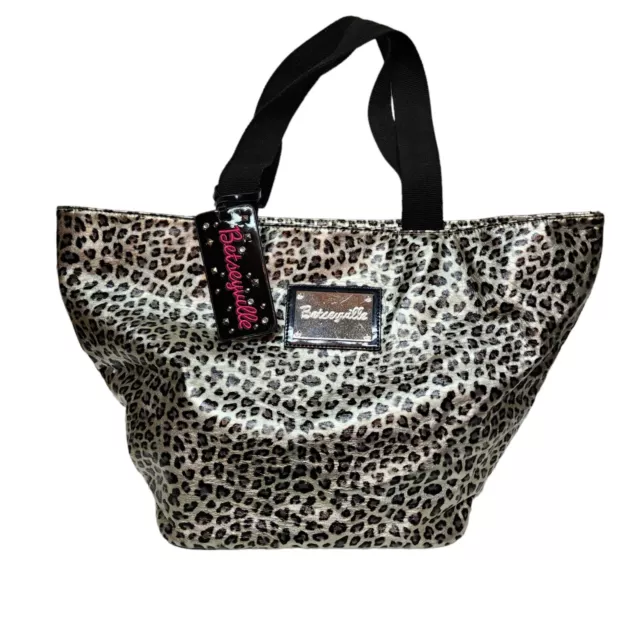 Betseyville Womens Cheetah Print Glitter Large Water Resistant Tote Bag with tag