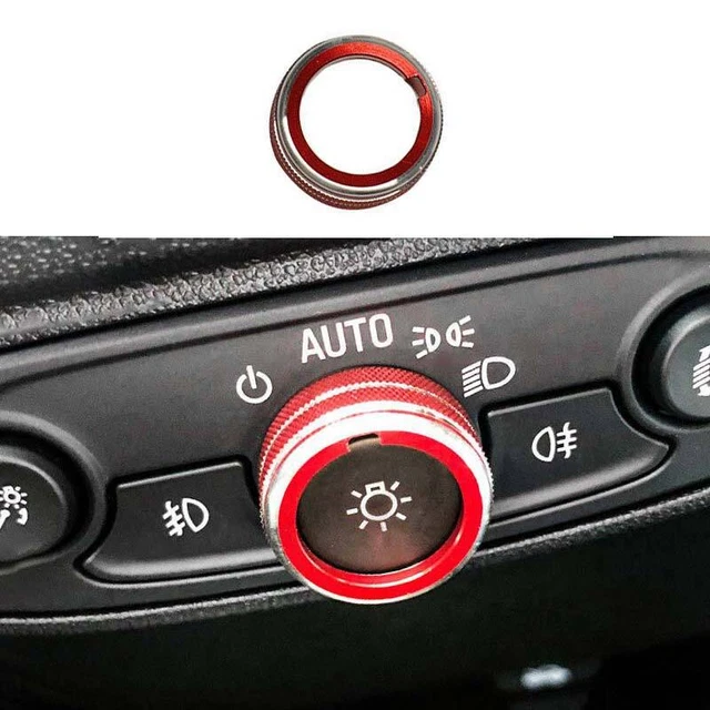 For Chevrolet Equinox 2018-24 Red Aluminum Console Headlight Button Ring Trim 1X