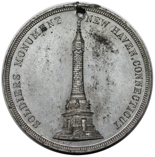 1887 New Haven Connecticut Soldiers Monument Dedication Medal, White Metal, 36mm