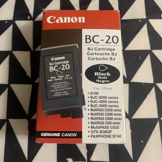 Canon BC-20 Black Ink Cartridge 0895A003 Genuine Expired