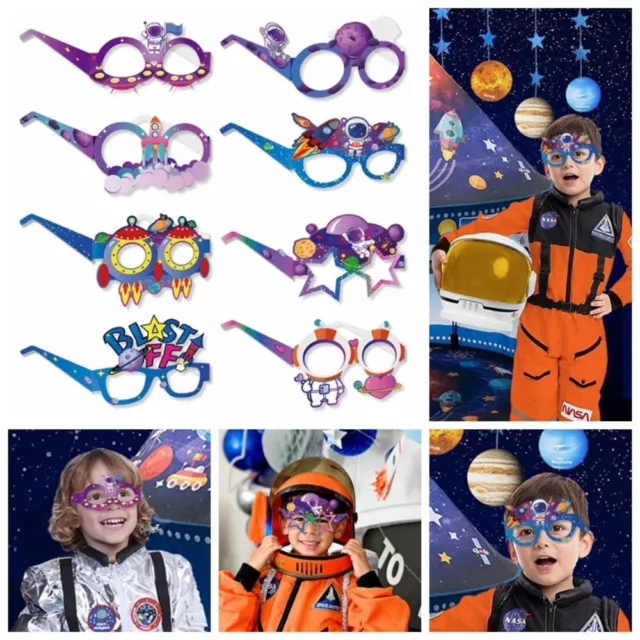 8 un. gafas de papel con tema espacio exterior cohete astronauta decoración del hogar