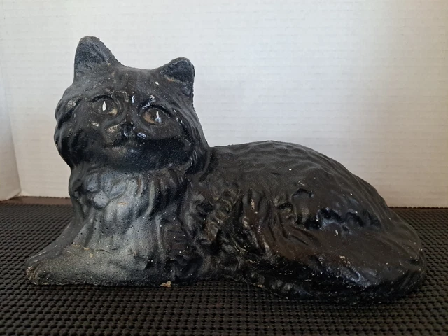 Vintage Concrete Black Cat Door Stop Statue Figurine 6 lb, 14 oz Vintage Concrete Black Cat Door Stop Statue Figurine 6 lb, 14 oz