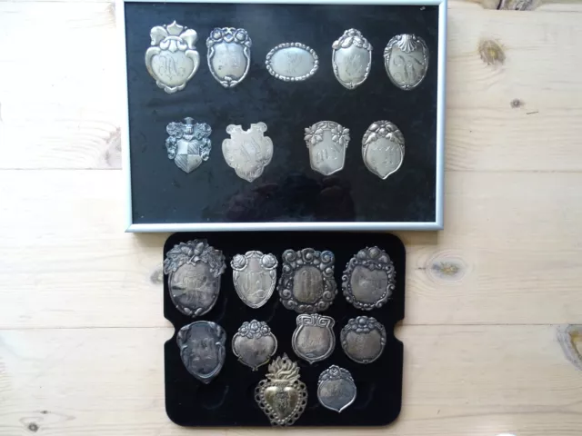 Antique Danish silver coat labels, collection of 17 pieces!