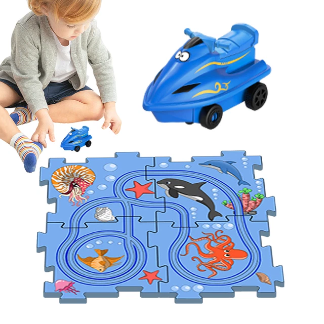 DIY Assembling Electric Trolley,Children's Educational Puzzle Track Car Play Set