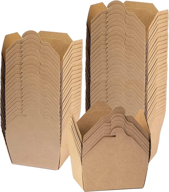 60 Pack 30 Oz Take Out Food Containers - Disposable Brown Paper Food to Go Box L