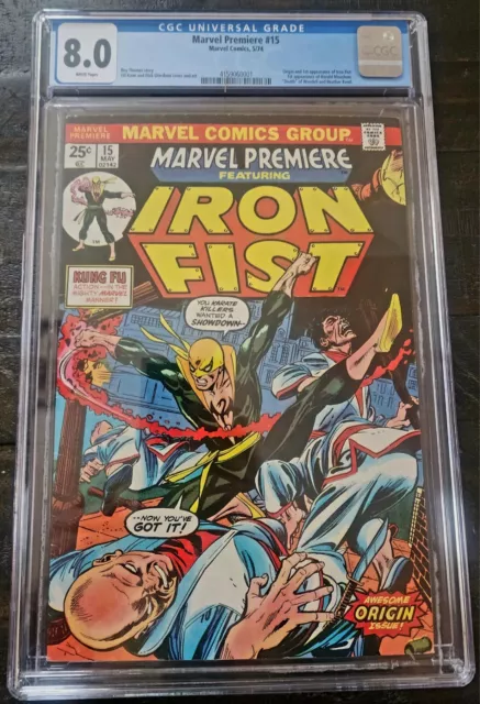 MARVEL PREMIERE #15 KEY 1st APPERANCE IRON FIST (DANNY RAND) CGC 8.0 WHITE PAGES