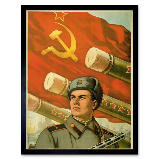 Propaganda Military Artillery Red Army Soviet Ussr 12X16 Inch Framed Art Print