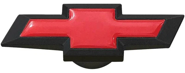 Extra-Large Chevy Bowtie Emblem Air Cleaner Center Nut Black Crinkle With Red.