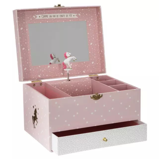 Schmuckkästchen mit Spieluhr rosa gold Schatulle Kinderzimmer Modern Kinder Deko