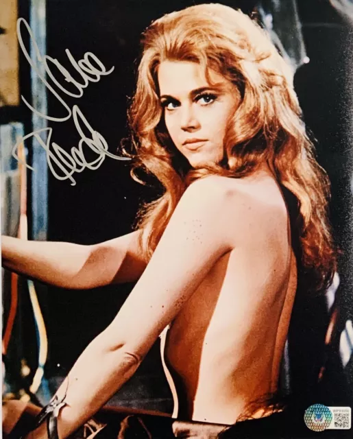 Jane Fonda Signed 8x10 Barbarella Topless Photo BAS Beckett Witnessed