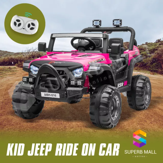 Kids Ride On Car Electric 12V Car Jeep Remote Control Built-in Songs Pink