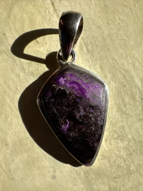 925 Sterling Sugilite Pendant Purple Black Gemstone