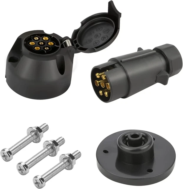Voilamart 7 Pin Trailer Plug Socket12v 7 Pole Male And Female Connector With 1753 Picclick