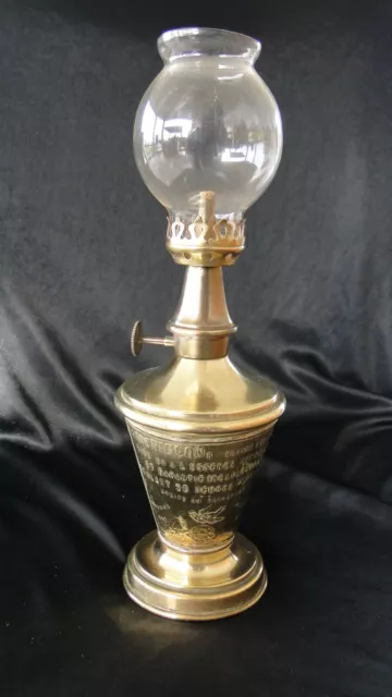 ancienne lampe PIGEON N° 31 Calice ou Réverbère à plaque rapportée vers 1890
