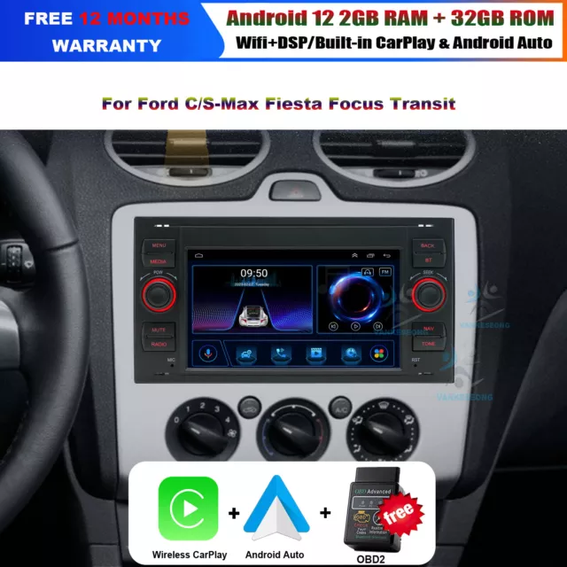 Android 12 Head Unit GPS Navigation CarPlay Car Radio for FORD Transit 2005-2009