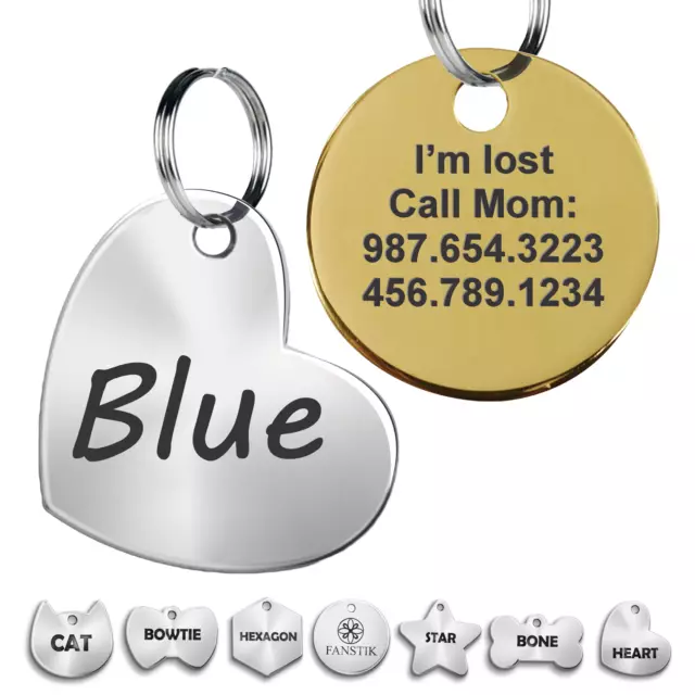 Pet ID Tag, Customized Dog Tags, Cat Tags, Hand Engraved. FANSTIK (Only Text)