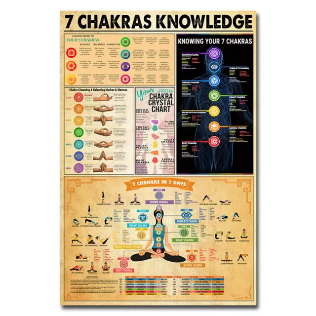 7 Chakras Knowledge Psychology Medical Poster Science Wall Art Picture Print