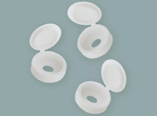 Hinged Screw Cap Covers White - Small & Large No.6 8 10 12 Plastic Cover