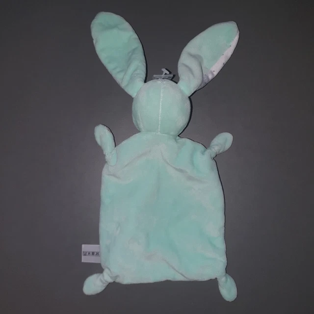 Doudou Plat Lapin Blanc Gris vert Simba Toys Nicotoy Rayé Étoiles pois Neuf 3