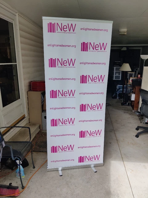 Expo Pull Up Retractable Trade Show Banner Stand 33" x 81" NEW ENLIGHTENED WOMEN