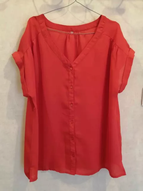 Blouse fluide rouge polyester non doublé T46 (2403039)