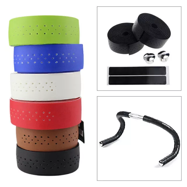 Handlebar Tape Cycling Road Bike Bicycle PU Leather Handle Bar Grip Wrap Tapes