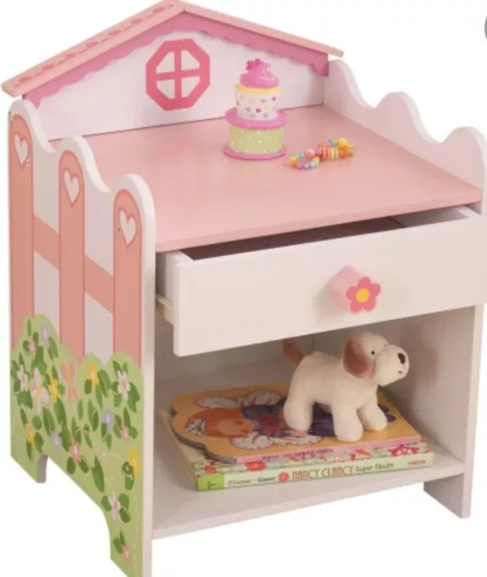 KIDKRAFT Doll House Side Table Pink & White Patterned Preloved 