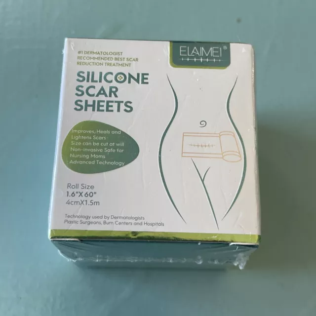 Hojas de cicatrices de silicona Elaimei tiras cinta de cicatrices rollo 1,6""X60"" expiración 2025 - NUEVO