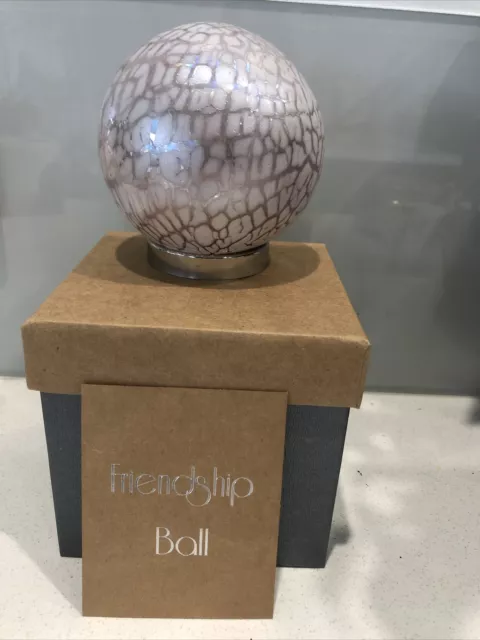 Hand blown Glass Friendship Ball good friend Pink Crackle 164