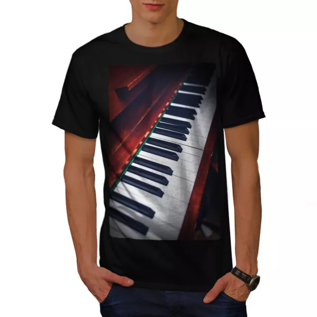 Wellcoda Classic Piano Mens T-shirt, Music Graphic Design Printed Tee