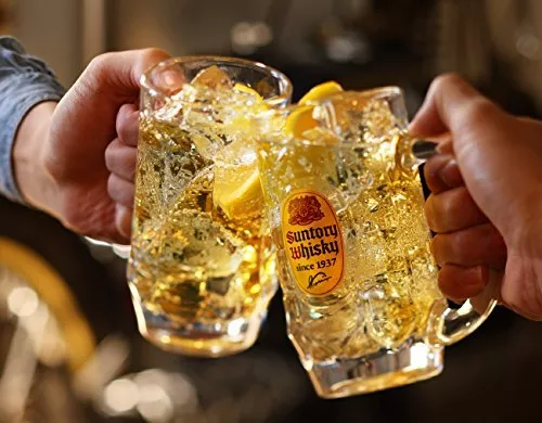 Suntory Kaku Whisky Soda Mug Glass Lot of 2 12.7oz. 375ml Pair Set Japan