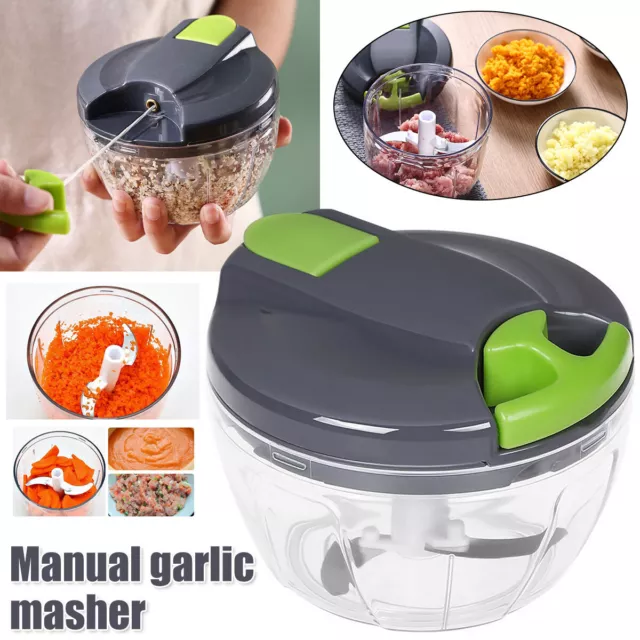 Manual Food Processor Vegetable Chopper, Ourokhome Portable Hand Pull  String Garlic Mincer Onion Cutter,Green 