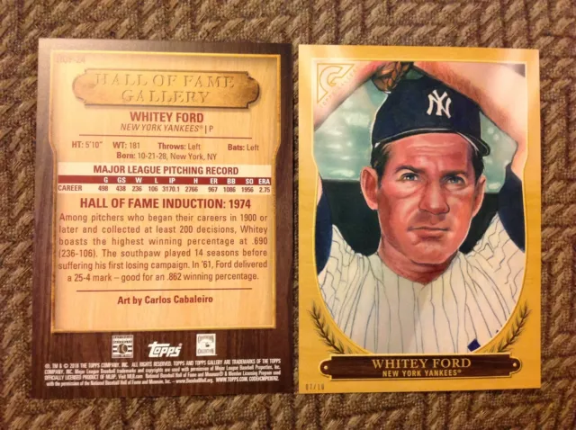 Whitey Ford #HOF-24 Yankees 5x7 Gold # Ed / 10 Aus 2018 Topps Gallery Hall Of