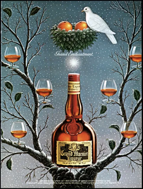 1986 Christmas partridge tree Grand Marnier Liqueur retro photo print ad ads52