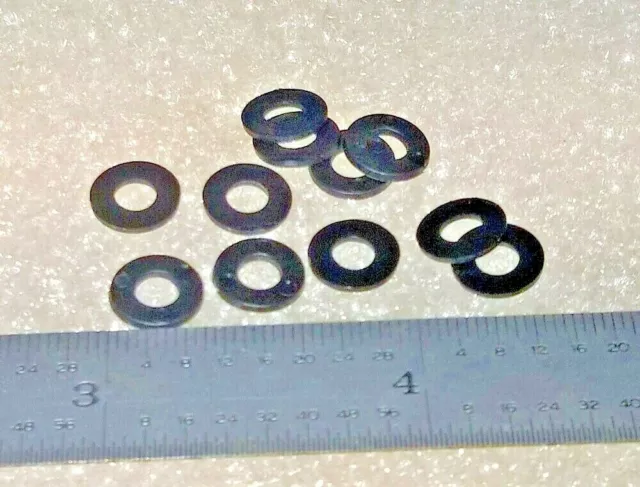 PLAIN FLAT WASHERS  #6 ID X 5/16" OD X .032" THK BLACK NYLON  - 100 pcs