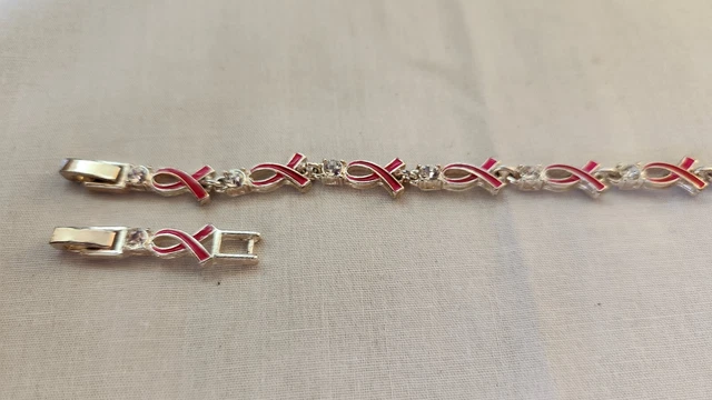 Avon 2015 Breast Cancer Crusade Ribbon Rhinestone Tennis Bracelet 