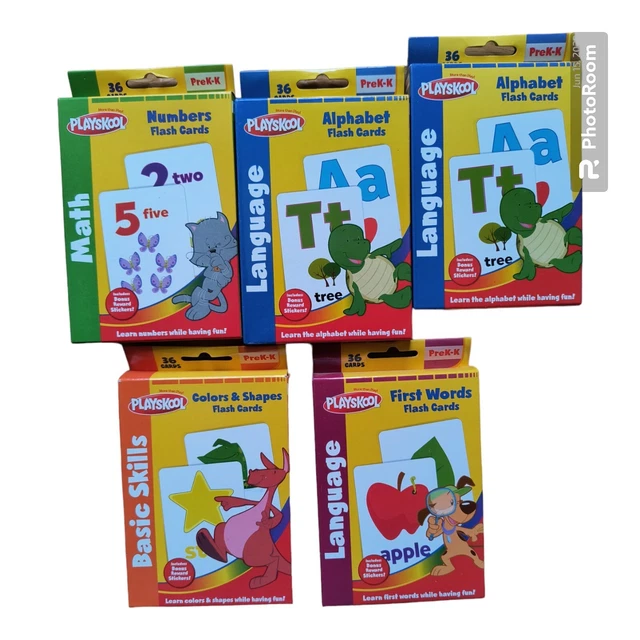 5 PACKS PLAYSKOOL Flashcards PreKK Numbers Alphabet Colors Shapes 36