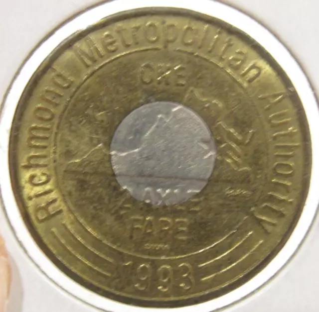 1993 Richmond, VA Metropolitan Authority Transit Toll Token - Virginia