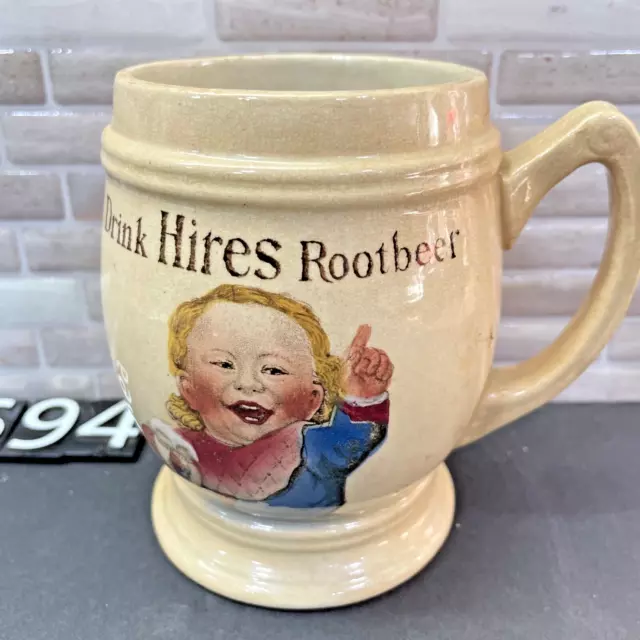 DRINK HIRES ROOT BEER Villeroy & Boch Germany Ceramic Mug 4-1/4"T Crazing, #694