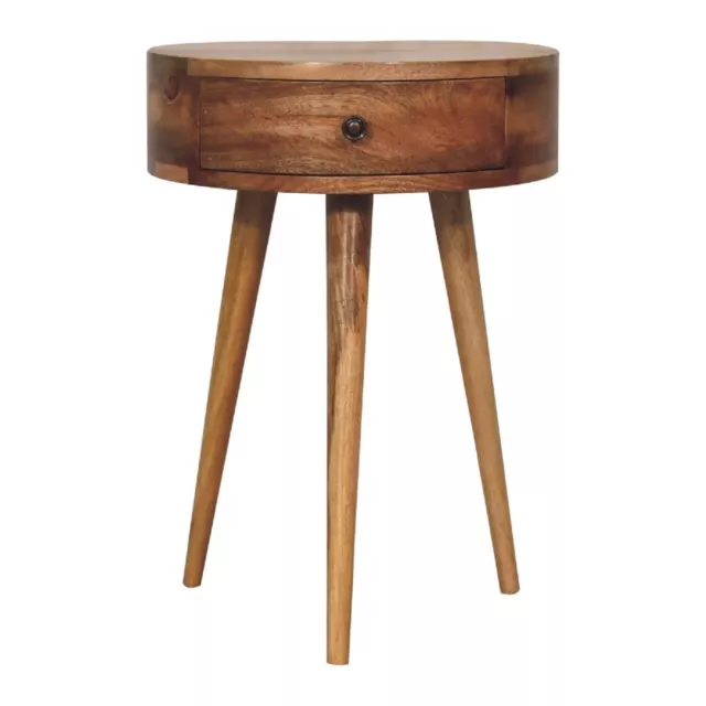 Curved Oak Bedside Table Circular Nordic Scandinavian Modern 100% Solid Wood