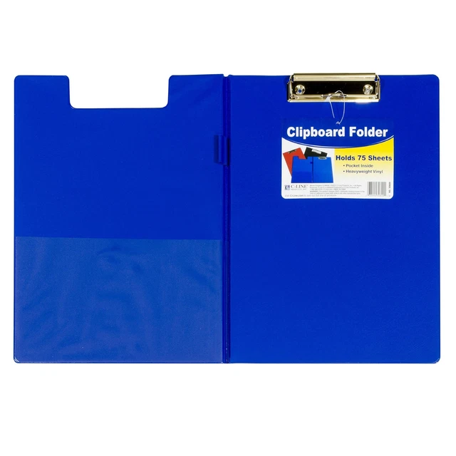 Carpeta de portapapeles C-Line, tamaño carta, contiene hasta 75 hojas, 1 portapapeles, color