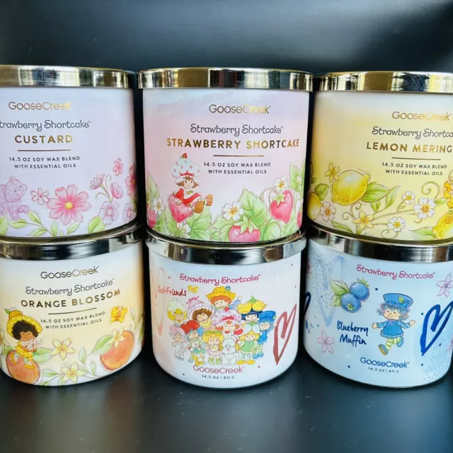 Goose Creek Strawberry Shortcake Lemon Blueberry Custard Candle Lot of 6 NEW