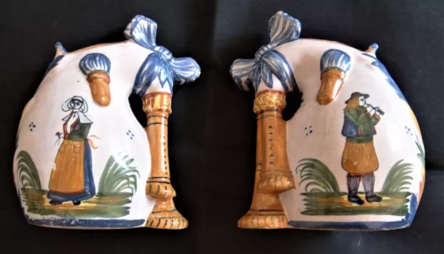 Tres Ancienne Paire De Vase "Bignou-Cornemuse" Henriot Quimper