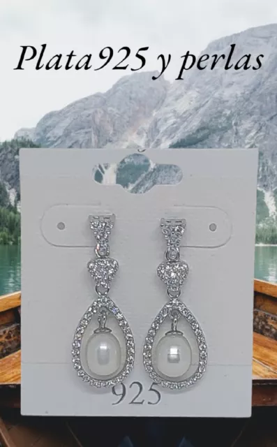 Colgantes o aretes de Perlas Originales y Plata 925 para mujer 2