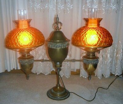 Vintage Antique Double Arm Student Lamp Bradley And Hubbard Converted Electric