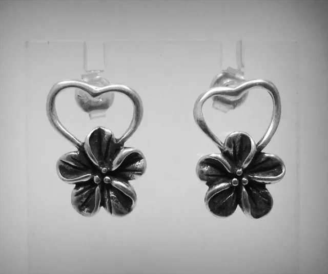 Boucles d'oreilles en argent sterling fleurs massif poinçonné 925